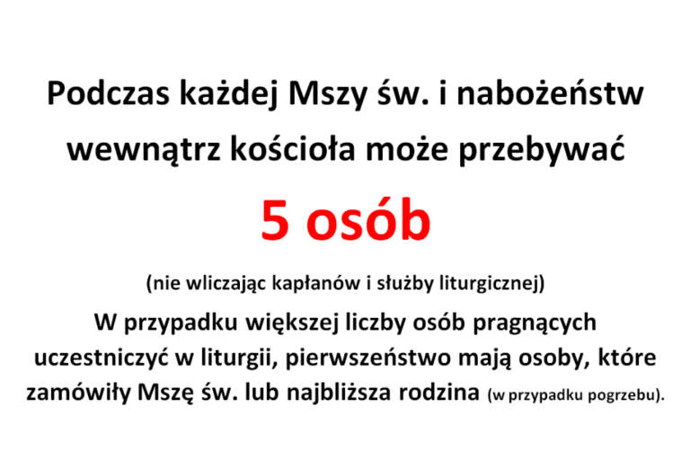 PILNE – ograniczenie liczby wiernych w kościele