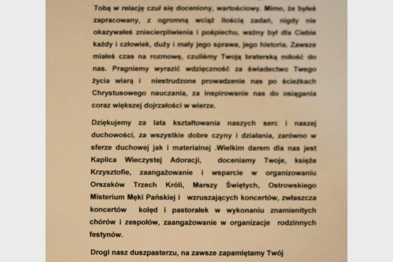 List od przedstawiciela Parafian