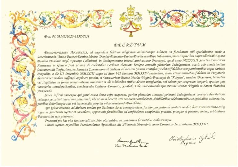 Dar Odpustu dla Sanktuarium Matki Bożej przy Żłóbku w Kobylinie